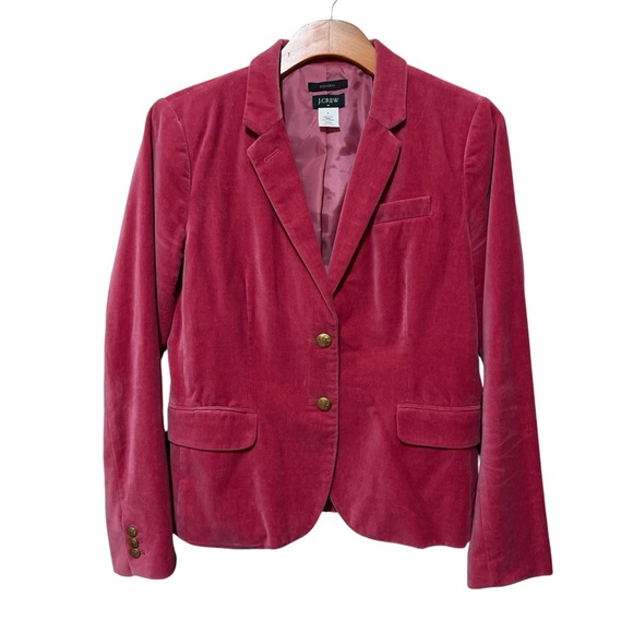 J. Crew Jackets & Blazers - J. Crew Schoolboy Blazer Velvet Pink Jacket Heritage Classic Preppy Coquette